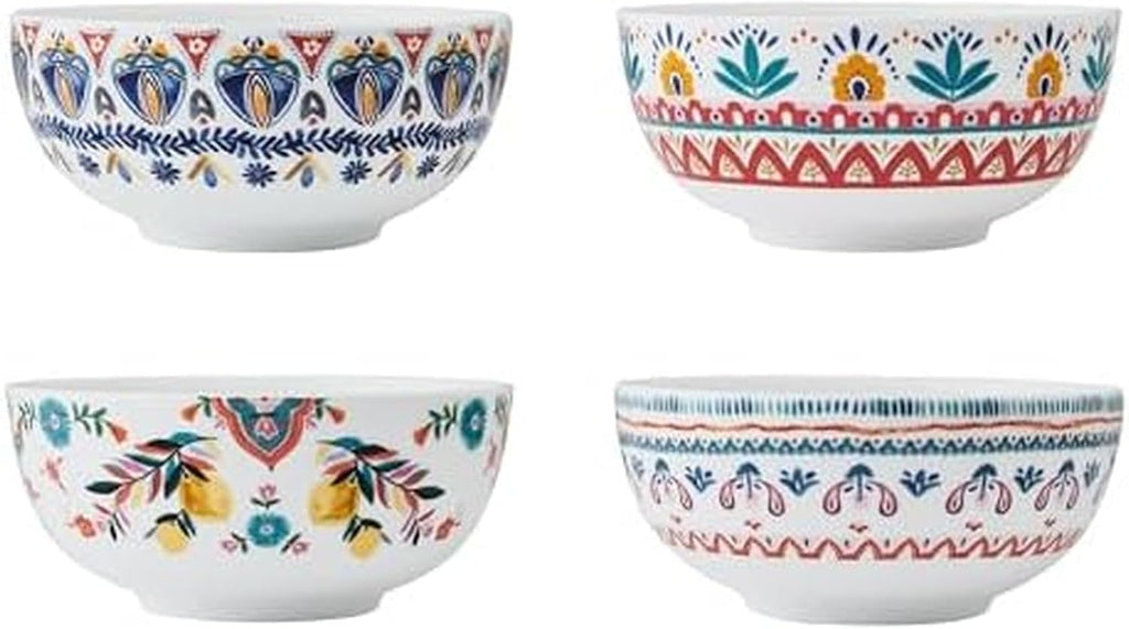 Mikasa Painted Medallion Set of 4 Bone China All Purpose Soup Cereal Bowl  18 Ounces