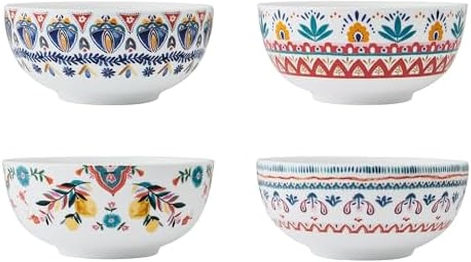 Mikasa Painted Medallion Set of 4 Bone China All Purpose Soup Cereal Bowl  18 Ounces