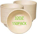 32oz Disposable Salad Bowls 150Pack  Big Paper Bowls  Large  Heavy-Duty  Eco-Friendly  Bulk Pack  Compostable Bowls  Biodegradable Made of Sugar Cane Fibers Perfect For Salad