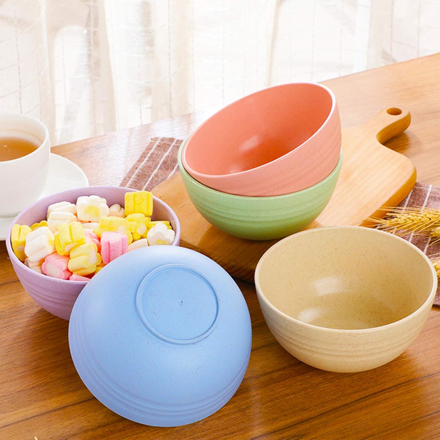 Cuayaes 5Pcs Unbreakable Cereal Bowls  18 OZ Reusable Lightweight Wheat Straw Bowl  Dishwasher & Microwave Safe - Perfect for Rice  Noodle  Snack  Salad  Soup (5 Colors)