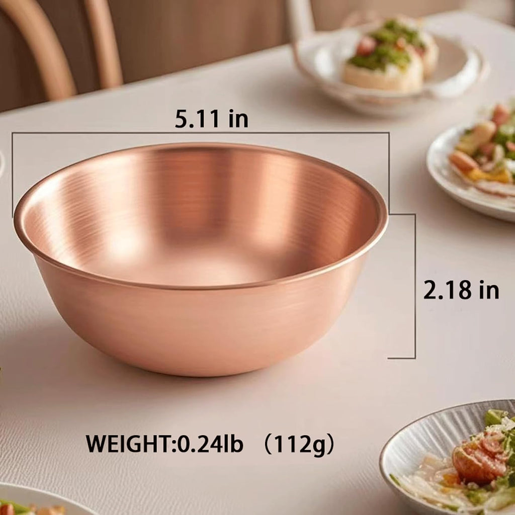 Purecopper-Medium 5.11'' Round Solid Copper Bowl - Handmade Decorative and Serving Bowls  Bowls for Food  Decoration  Condiments  Salt and Spices (2)