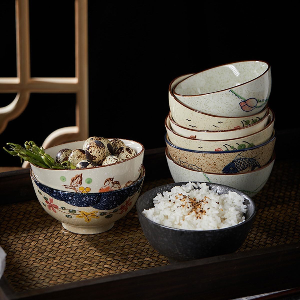 Cereal Bowls Set of 6，10 Oz Ceramic Soup Bowls 4.5 inch Color Kitchen Bowl for Cereal  Salad  Soup  Dessert  or Snacks (6-piece set)