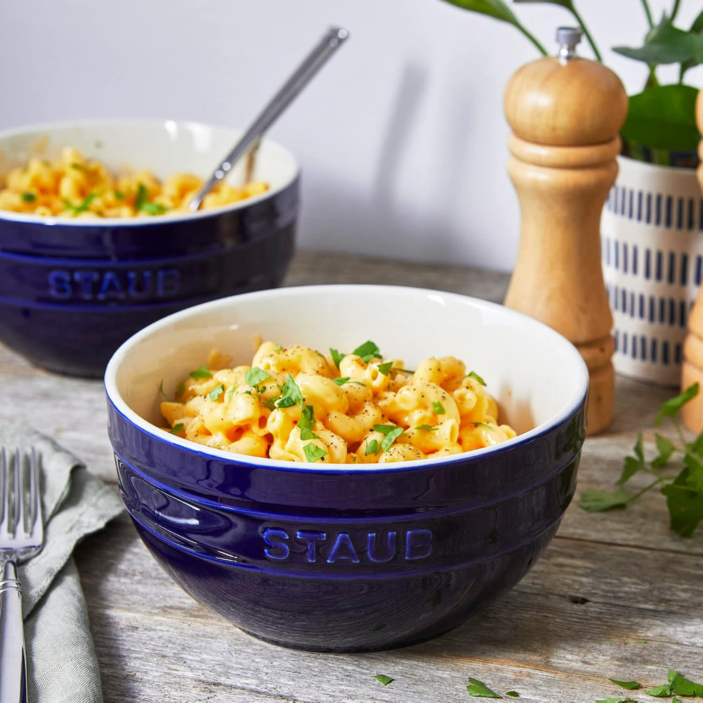 STAUB Ceramic 2-pc Large Universal Bowl Set  6.5-inch/1.25-qt  Dark Blue